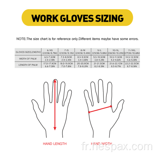 HESPAX ANTI-CUT NITRILE WORKING GLANTS CONSTRUCTION DE SÉCURITÉ